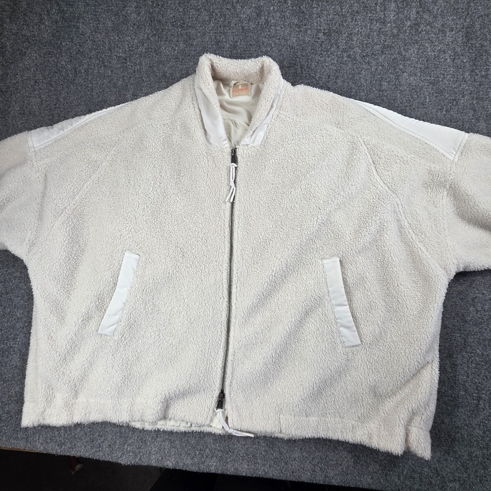 Free People Movement XL Jacket Ivory Oversized Sherpa Fleece Full Zip Cozy‎ Coat - Picture 2 of 12